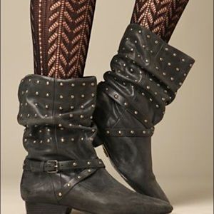 Free People Malena Studded Biker Leather Booties Boots 9